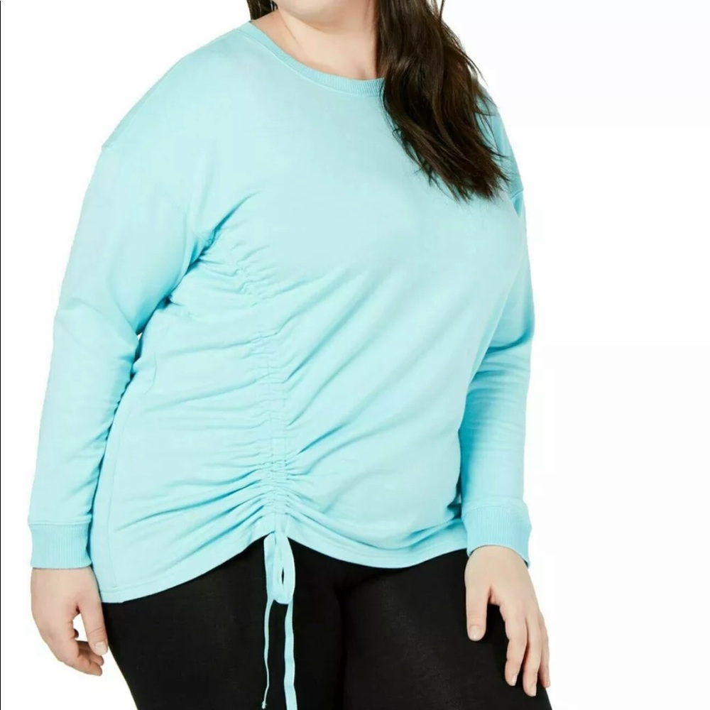 Ideology Long Sleeve Ruched-Side Blue Size 2X